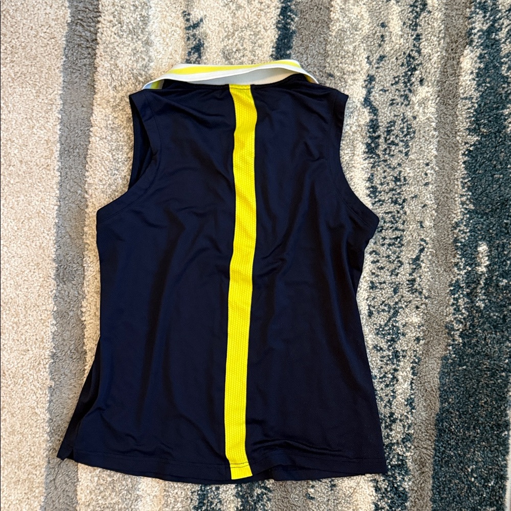 Navy and Yellow Women's Golf/ collard Top - Picture 2 of 4